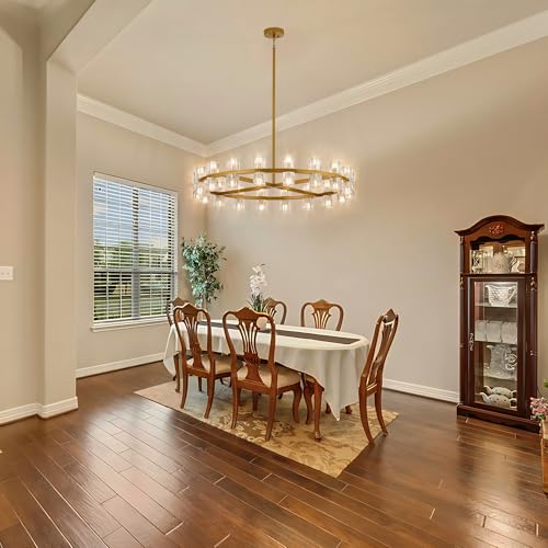 36 Inch Gold Crystal Wagon Wheel Chandelier