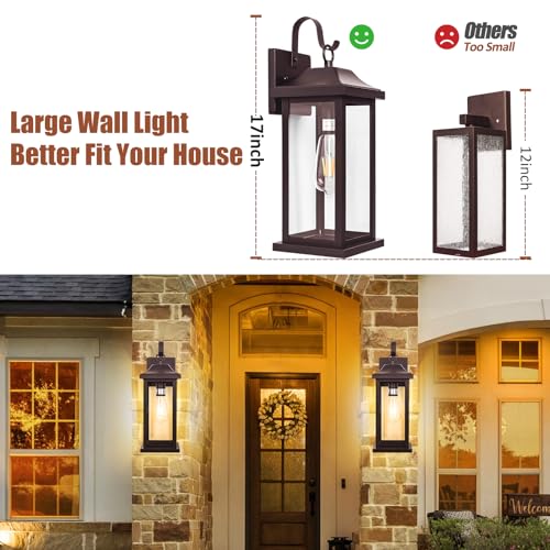 Large Bronze Outdoor Wall Lantern 17 Inch