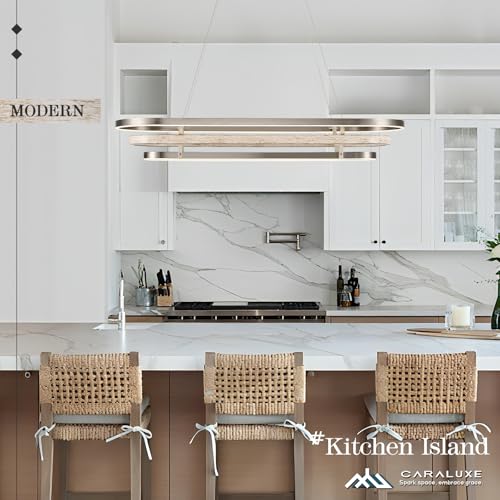 3 Ring LED Chandelier Modern Chandelier Weathered Wood Nickel Dimmable 39''