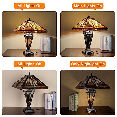 Tiffany Lamp Antique Amber Brown Stained Glass Table Lamp 3
