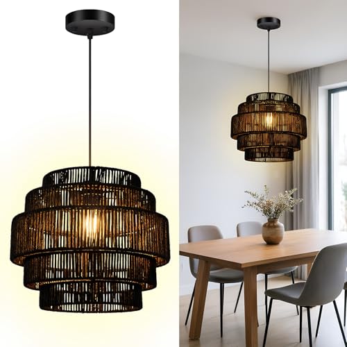 Boho Rattan Chandelier Light