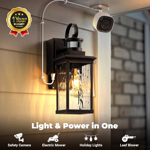 Exterior Lighting Fixtures Wall Mount for Garage with GFCI Outlet