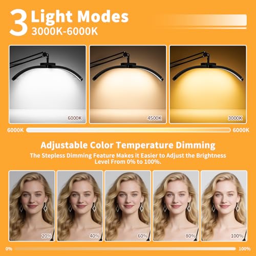 2-in-1 Half Moon Lash Light, 2026 Foldable LED Floor Lamp Black