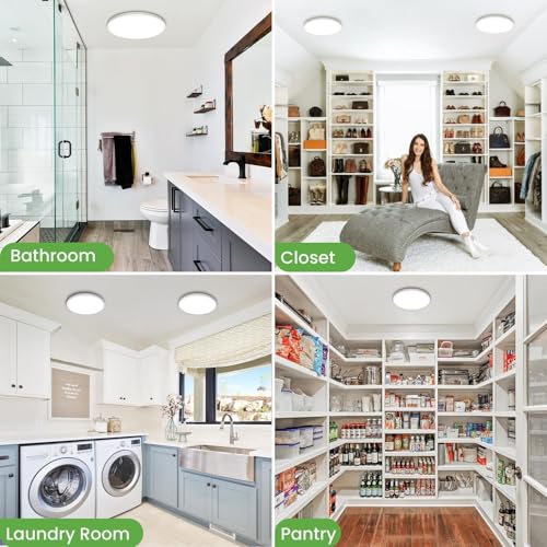 LED Ceiling Light Flush Mount Super Slim 9 Inch 24W 2400lm Ceiling Lights with 3 Color Temperature in One 3000k