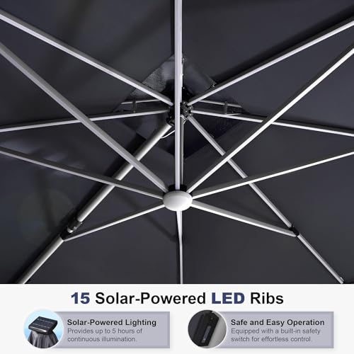Cantilever Umbrella 12ft Solar LED Light Double Top (12 Feet)