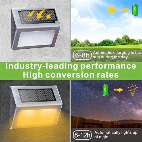 Warm White Solar Lights for Deck Step Fence Post (12 Count)