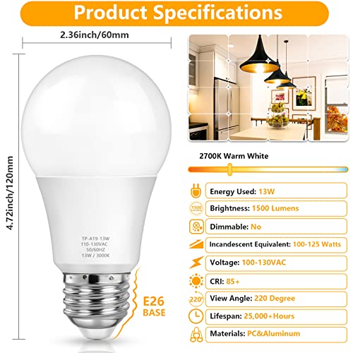 A19 LED Light Bulbs (4 Count)
