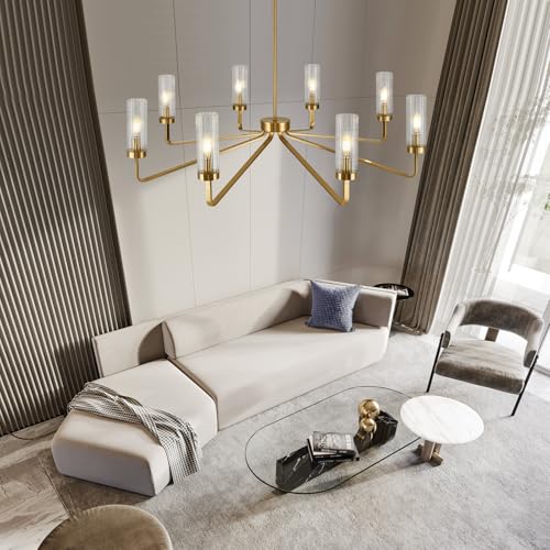 Modern Brushed Gold 8‑Light Chandelier for Living Room