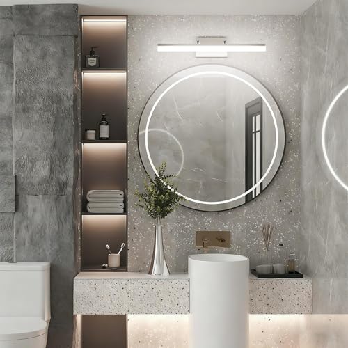 24 inch Modern Brushed Nickel Vanity Light Adjustable Bathroom Light Fixtures Over Mirror Rotatable Vanity Lighting 5500K
