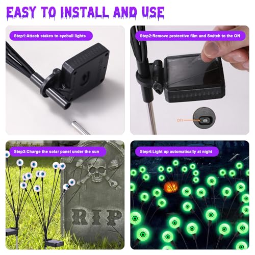 Halloween Decorations Outdoor Solar Scary Eyeball Lights (4 Count)