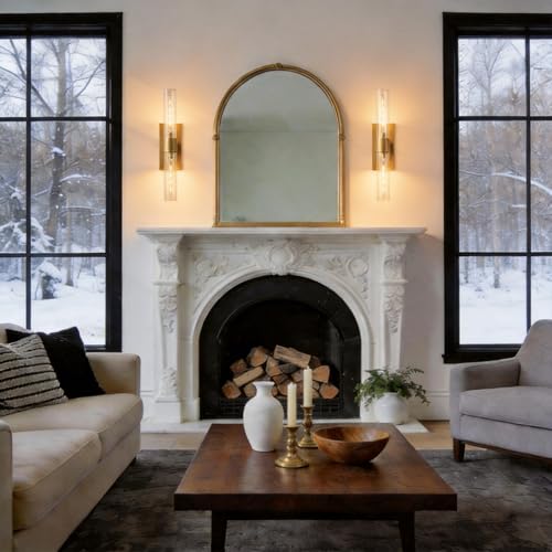 Bathroom Sconces Brass Sconces 22.8in Glass Sconces Dimmable