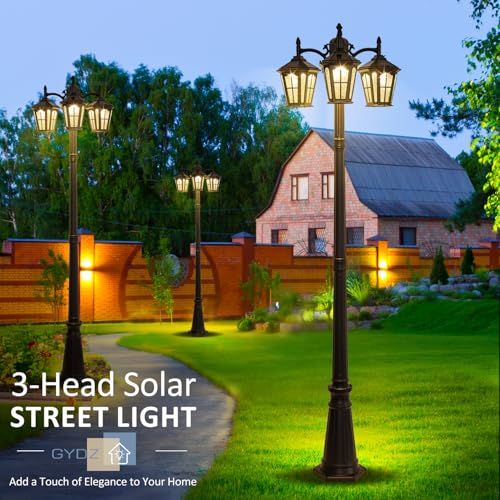 3 Head Solar Outdoor Street Light with Dusk to Dawn Sensor (26 Count)