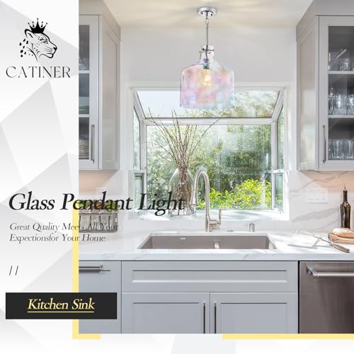 Colorful Hammered Glass Pendant Light