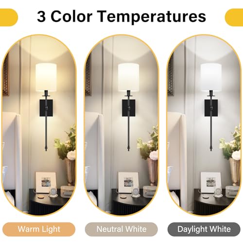 27 Inch Black Battery Operated Wall Sconces Set of 2 (2 Count)
