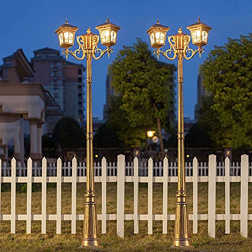 1.75M 3 Heads High Pole Outdoor Post Lamp Waterproof Abollard Column Lamp Street Light Glass Lampshade Lawn Floor Lamp for Porch