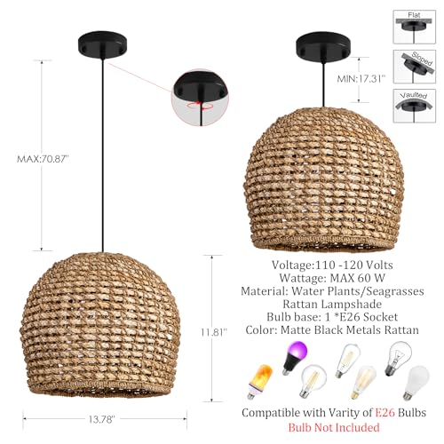 13.8" Rattan Pendant Light