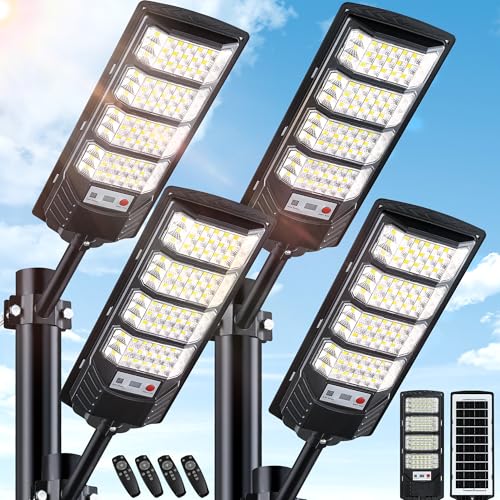 4 Pack Solar Street Lights Outdoor Waterproof (4 Count)