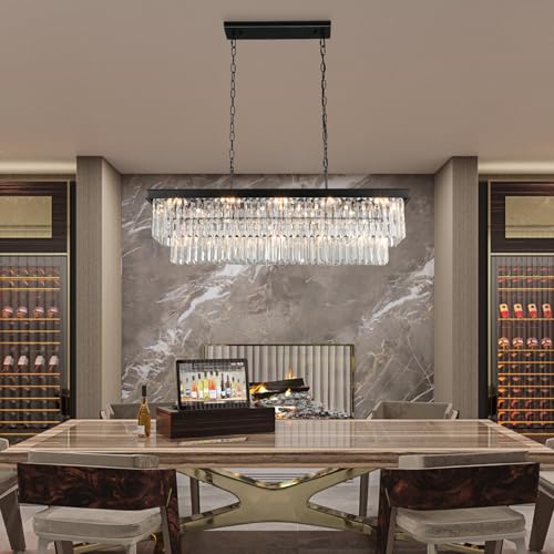 Black Crystal Chandeliers for Dining Room