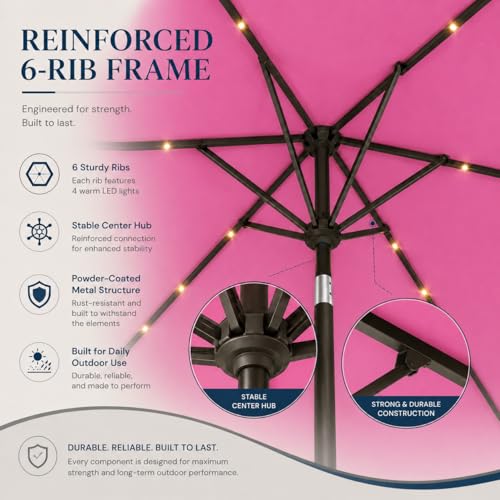 6.5 x 10ft Rectangular Patio Umbrella with Solar Lights