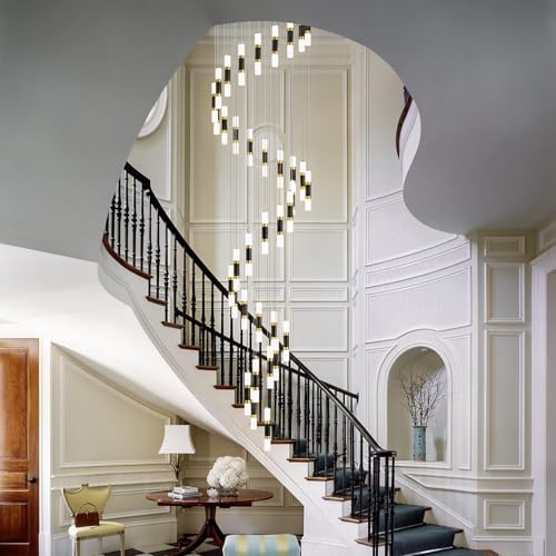 36 Light Modern Chandeliers for Entryway Ceiling Pendant Light Dimmable LED 216W Staircase Large Chandelier Lobby Living Room Foyer High Ceiling Chandelier