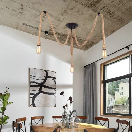 3 Light Hemp Rope Chandelier