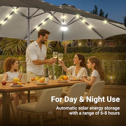 15 Ft Umbrella Outdoor Patio Solar Lights With Base