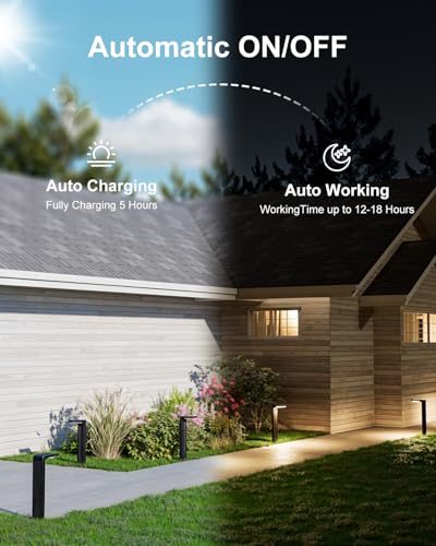 6 Pack Warm White Solar Powered Pathway Lights Outdoor Waterproof (6 Count)