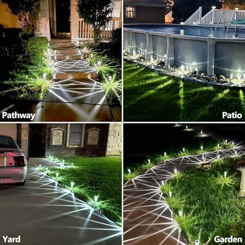 Solar Lights Outdoor Waterproof 10 Pack Pathway Lights Cool White (10 Count)