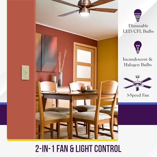 3 Speed Ceiling Fan Control and LED Dimmer Light Switch