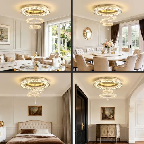 32" Gold Crystal Chandeliers
