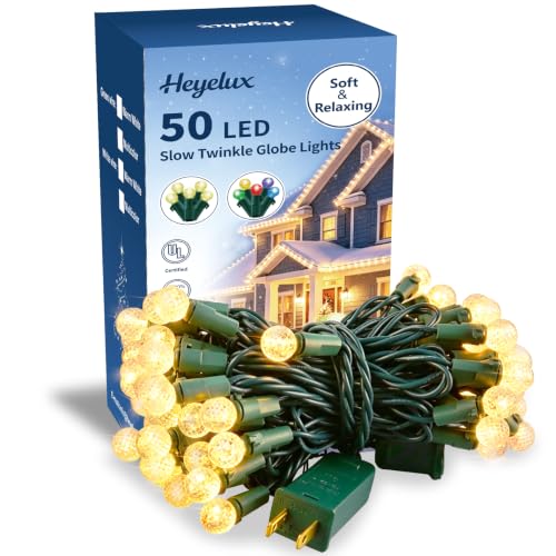 G14 Slow Twinkle Warm White Christmas Globe Lights (Warm White / 50 LED)