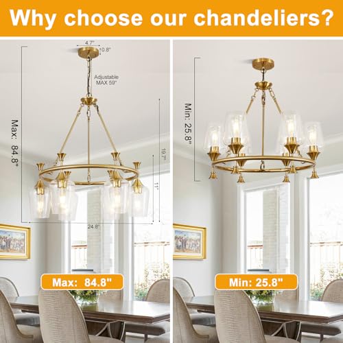 25" Modern Gold Chandelier for Dining Room