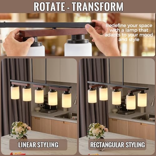 5 Light Black Linear Chandelier