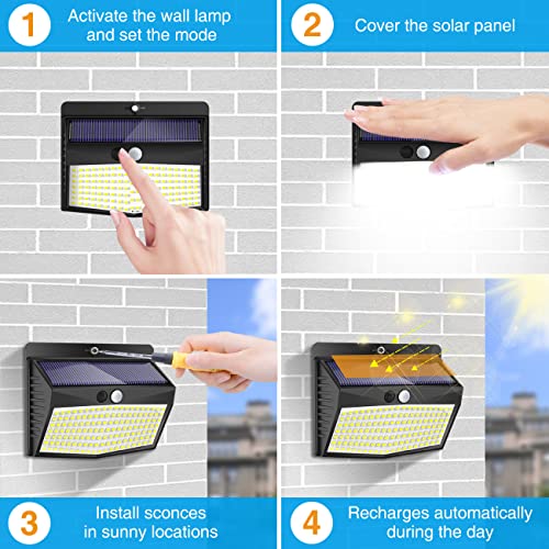 10 Pack Solar Motion Sensor Lights Outdoor Waterproof with 3 Modes (10 Count)