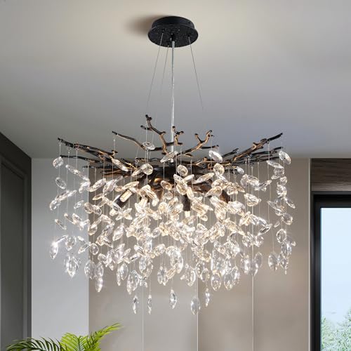 23.6" Modern Tree Branch Crystal Chandelier