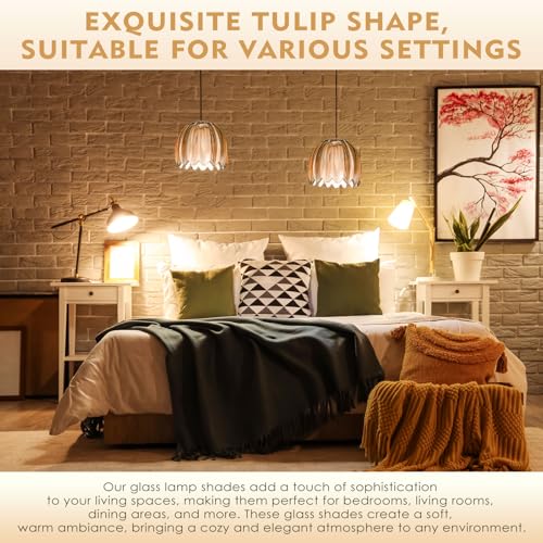 3 Pcs Glass Tulip Lamp Shade (3 Count)
