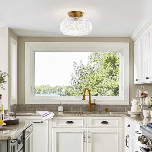 11 Inch Globe Glass Semi Flush Mount Ceiling Light Fixture