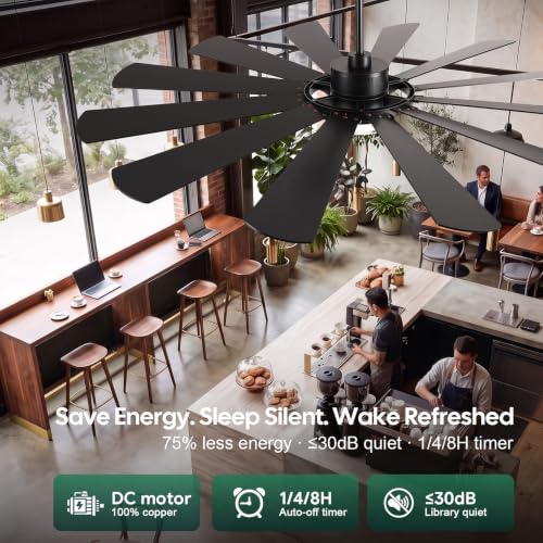 62 Inch Farmhouse Ceiling Fan with Light and Remote (Black + Walnut / 62 Inch)