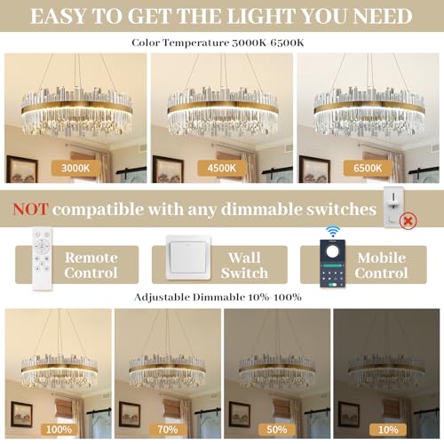 23.6" LED Gold Crystal Chandeliers