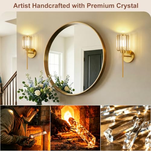 2 Pack Crystal Battery Operated Wall Sconces (2 Count)