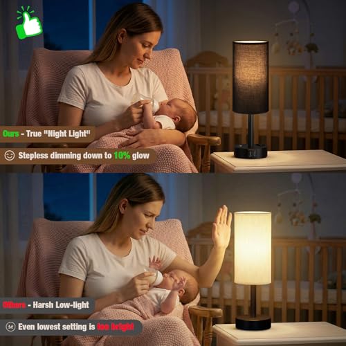 Black Touch Bedside Lamp for Bedroom