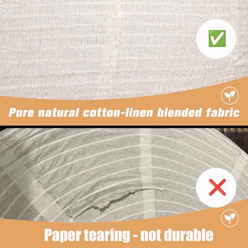 Large Hanging Lampshade 20INCH Linen lantern Pendant Light shade Oval Can replace paper lanterns Hanging Lantern Handmade Minimalist Decorations Suitable for Living room Hallway Bedroom