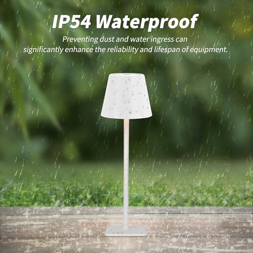 Outdoor Waterproof Cordless Wireless Rechargeable Portable Top Touch Battery Operated Powered LED Table Lamp Desk Lamp Lights for Restaurant Kitchen Patio Dinner Dining