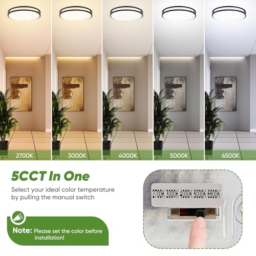 16in 50W LED Flush Mount Ceiling Lights 5600lm Super Bright (2 Count)