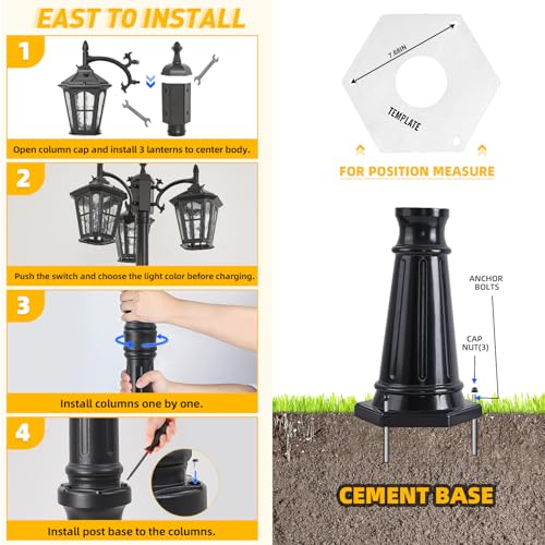 3 Head Solar Outdoor Street Light with Dusk to Dawn Sensor (26 Count)