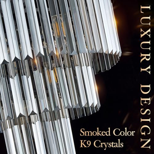 20" Smoke Gray Crystal Chandeliers