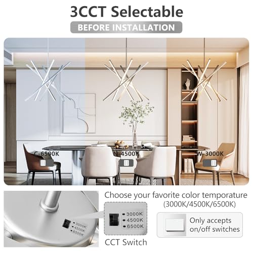 Modern LED Silver Chandelier Over Table