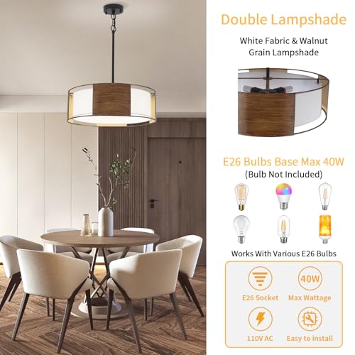 19.7'' Farmhouse Drum Chandeliers for Dining Room