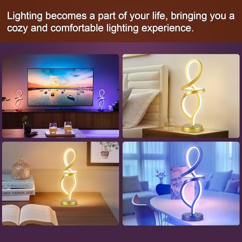 RGB Modern Small Table Lamp with LED Spiral Design