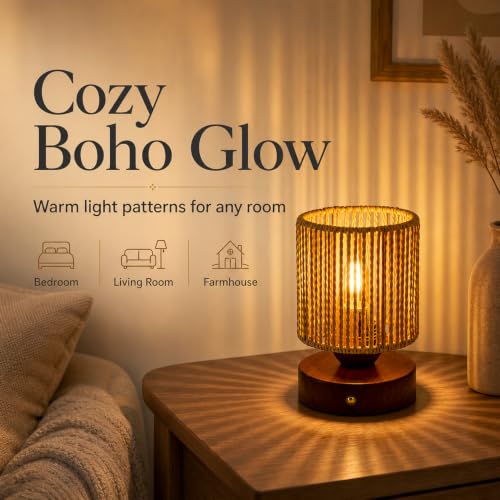 Cordless Rattan Table Lamp
